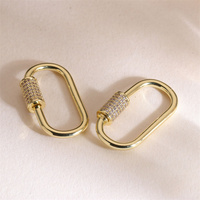 Fermoir à vis en zircon plaqué or 18 carats, forme ovale, fermoir à homard pour la fabrication de bracelets et de colliers
