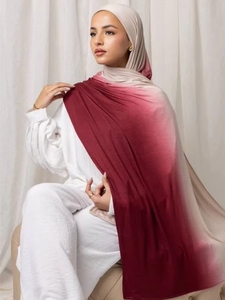 Hijab en jersey ombré, écharpe, châle, couverture de luxe, teinture <span class=keywords><strong>d</strong></span>égradée deux couleurs, femme musulmane, coton premium 2025 - Product Image 1