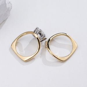 Anillo de diamantes cultivados en laboratorio de oro amarillo de 18 quilates Messi Jewelry MSR-2021 para mujer - Product Image 4