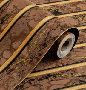 Carta da Parati Autoadesiva di Lusso in Marmo Grigio con Venature Dorate a Strisce Verticali - Product Image 6