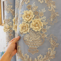 Rideaux occultants brodés à la française, motif floral 3D damassé, à œillets dorés, pour salon et chambre, vente en gros, sur mesure, direct fabricant