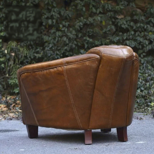 Retro Vintage Leather Club Armchairs Tobacco Genuine Leather <strong>Accent</strong> <strong>Chair</strong> <strong>Living</strong> <strong>Room</strong> Reclining Sofa <strong>Chair</strong> - Product Image 5