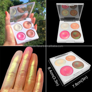 Giá cả cạnh tranh cao long lanh má đường viền làm nổi bật khuôn mặt vẻ đẹp trang điểm 4 màu sắc ba chiều ép Highlighter Palette - Product Image 4
