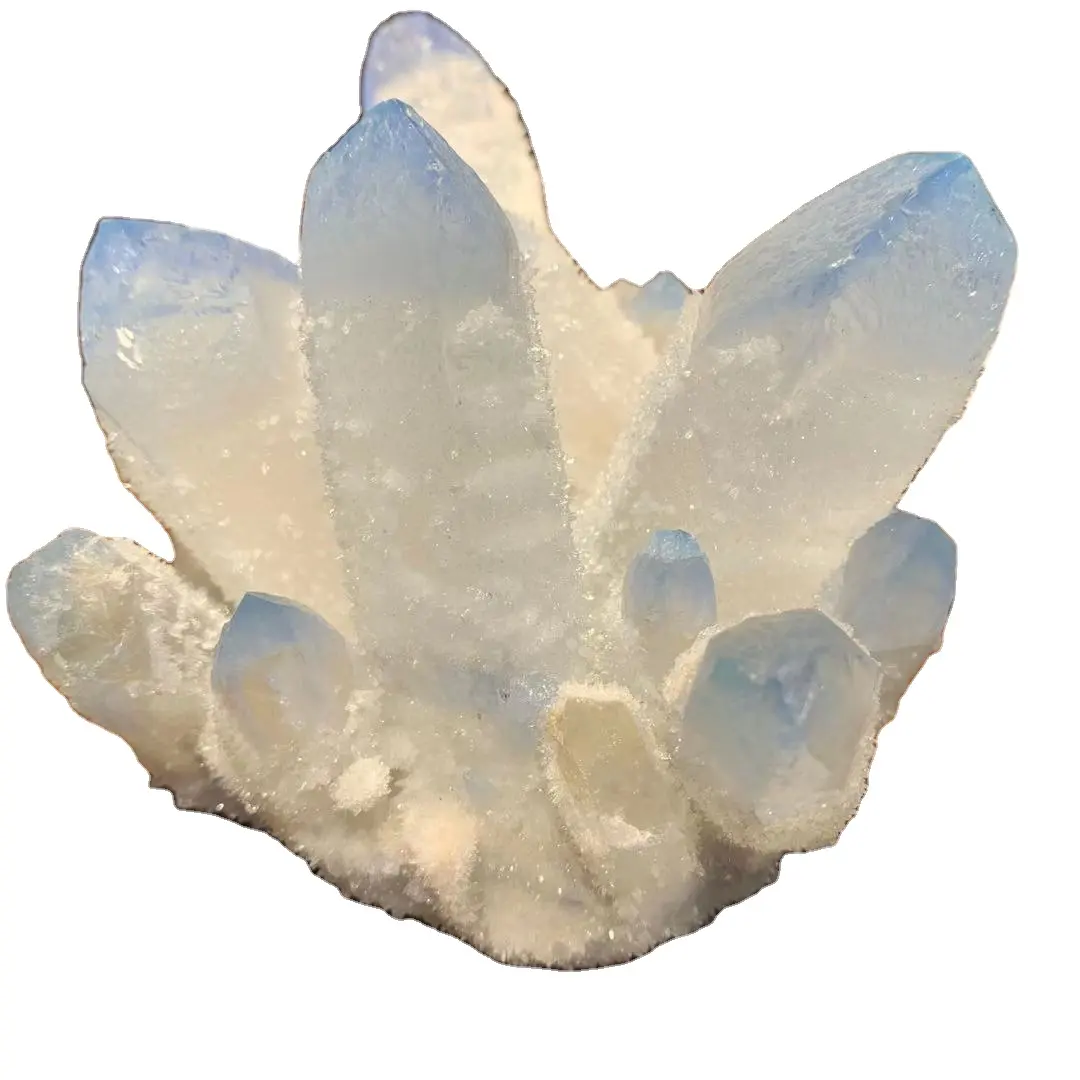 Natural Raw Blue Ghost Quartz Cluster Healing Raw Blue Crystal Grape Cluster