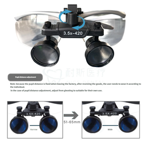 Loupes dentaires de haute qualité avec source de lumière LED, distance focale de 420 mm pour l'examen et le <span class=keywords><strong>traitement</strong></span> dentaires - Product Image 5