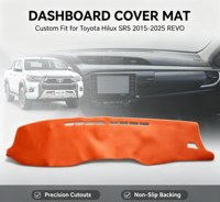 Tapis de tableau de bord en cuir personnalisé, couvre-tableau de bord décoratif, couverture intégrale pour l'intérieur de la voiture, compatible avec Toyota Hilux SR5 REVO RWD