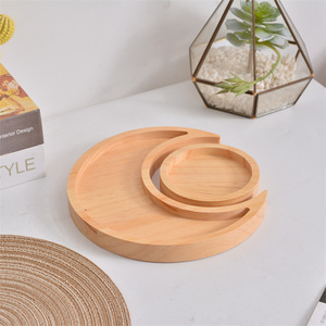Bandeja de Madera en Forma de Media Luna, Color Madera Natural, Negro Quemado, para Almacenamiento, Frutero de Escritorio, Uso en el Hogar y Hoteles - Product Image 4