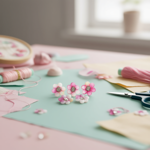 Orecchini a Perno con Fiori Ilan, 2,5 cm, Centro in Strass, Confezione da 8 Pezzi - Product Image 3