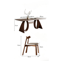 Table à manger en pierre frittée de style vintage rétro pour la maison, petit espace, design minimaliste moderne français, ensemble assemblé