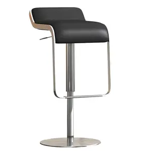 Italy Bar Chair Nordic Rustic Classic Black PU Leather Kitchen Counter Stool Bar Table High Bar Chairs with Footrest