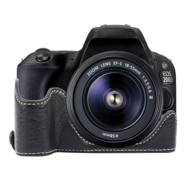 For Canon EOS 200D II / 200D Buffalo Texture PU Leather Camera Half Case Base