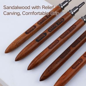 Ensemble de 5 pinceaux de luxe pour nail art en bois de santal, à pointe ultra fine, pour <span class=keywords><strong>manucure</strong></span> française, avec capuchon métallique, pour salon et DIY - Product Image 4