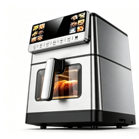 Friteuse à air intelligente moderne en acier inoxydable avec écran tactile, 10 programmes prédéfinis, température réglable, minuterie, panier antiadhésif, cuisson sans huile pour