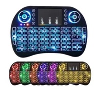 Keyboard Mini Nirkabel I8 Portabel dengan Tata Letak Kustom, Lampu Latar RGB LED, 2.4GHz USB, Kotak Warna, Optik 2.0, untuk Smart TV, Baru