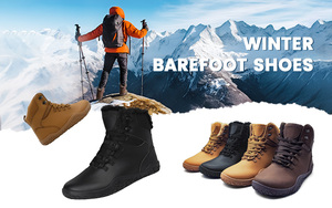 עמיד למים נעליים יחפות פרווה שלג חורף חם טיולים רגליים נשלף מגפי שלג גברים אפס ירידה חיצונית הליכה מגפי טרקים - Product Image 4