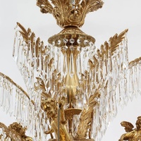 Lustre en cristal de bronze de l'Empire français à 13 lumières Grand lustre d'angle en laiton d'escalier d'hôtel