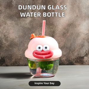 Wholesale Hot Selling Dundun Cartoon Glass <b>Straw</b> <b>Bottle</b> Small Department Store Welfare Gift Tours Direct <b>Drinking</b> Coffee - Product Image 3