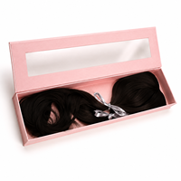 Boîte à perruque rigide rose de luxe, écologique, avec fermeture magnétique et fenêtre transparente, en matériaux recyclés, pour l'emballage de cheveux humains