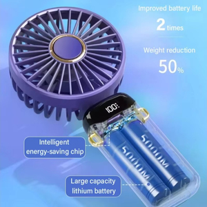 Mini ventilateur portable avec chargement USB, plusieurs vitesses bleues avec forte puissance de ventilation, pliable, cadeau pour étudiant - Product Image 3