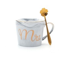 Tasses à café Mr & Mrs, tasses à café en marbre, en céramique 10 Oz, pour la mariée, le marié, mari et femme