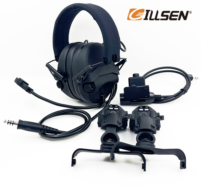 Tactical Hearing Protection Headset Connect Helmet Ear Defender Helmet Ear Protection Helmet Rear ARC Rails Hearing Protector