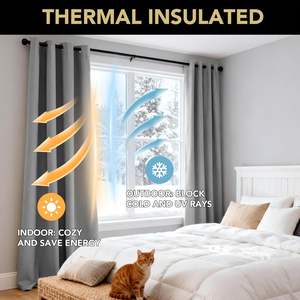 Cortinas PrinceDeco 100% Opacas, Juego de 2 Paneles con Ojales, 55 Pulgadas de Ancho x 96 Pulgadas de Largo, Tejido Jacquard, Aislantes Térmicas, Lavables - Product Image 4