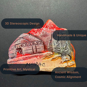Aimant de réfrigérateur en argile avec art rupestre ancien, sanctuaire de l'âme, souvenir culturel de la pétroglyphe d'Asie centrale, aimant fait main pour la manifestation - Product Image 2