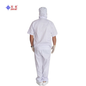 Trajes de trabajo de dos piezas de manga corta de Zixi Food, ropa transpirable para salas limpias, trajes antipolvo, ropa de trabajo para fábrica, y - Product Image 5