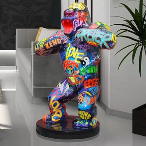 Orangutan Donkey <strong>Kong</strong> Statue <strong>Life</strong>-<strong>Size</strong> Modern Resin Crafts Hand Painted Fiberglass Fluid Art Gorilla <strong>King</strong> <strong>Kong</strong> Figurine - Product Image 3