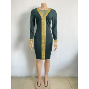 New Fashion African Clothing <strong>Sequin</strong> Long Sleeve <strong>Bodycon</strong> <strong>Sexy</strong> Elegant <strong>Dresses</strong> for Women - Product Image 1