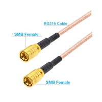 Câble coaxial RF RG316 50 Ohms, adaptateur pigtail/jumper, mâle/femelle, droit/à angle droit, pour extension radio satellite SMB