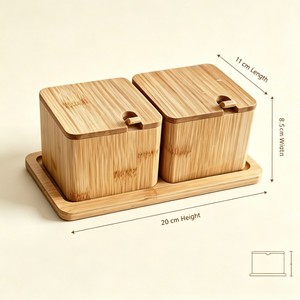 <b>Bamboo</b> Spice Jar Set With Lid Dustproof Condiment Storage <b>Container</b> For Kitchen Use - Product Image 2