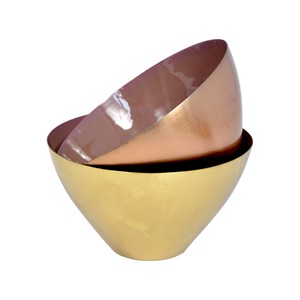 Juego de cuencos de ensalada chapados en oro y cobre rústico, cuenco de uso doméstico de Metal pulido con esmalte de espejo de 2 tonos para fiestas económicas de sopa - Product Image 4