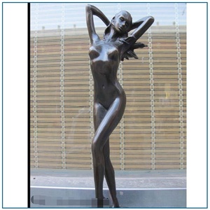 Statua in bronzo <span class=keywords><strong>a</strong></span> grandezza naturale di donna seduta su un fungo per decorazione da giardino - Product Image 4