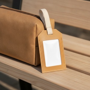Étiquette de bagage en papier kraft lavable, aspect cuir écologique, vegan, boucle en coton, logo personnalisé, cadeau de voyage durable - Product Image 3