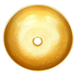 16 \ "Handgemaakt Traditioneel Ontwerp Geborsteld Gehamerd Messing Koperen Ronde Kom Top Mount Gootsteen Voor Badkamer Ijdelheid - Product Image 3