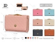 Women's Tri Fold Clip Wallet Medium Size Microfiber <b>Synthetic</b> <b>Leather</b> Solid Pattern - Product Image 1