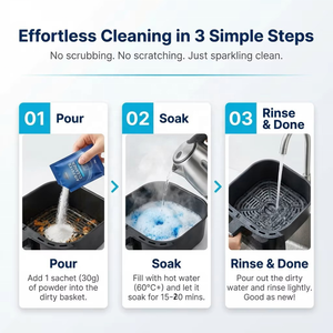 Poudre détergente sans résidus pour <span class=keywords><strong>friteuse</strong></span> à air, pour <span class=keywords><strong>un</strong></span> nettoyage en profondeur des paniers, sans danger alimentaire - Product Image 5