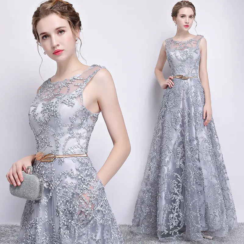 New Design Elegant Sleeveless Lace Maxi Slim Evening Dress Ladies Long Evening Party dress Gowns Prom Dress