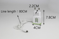 Adaptor Ponsel Universal LED Light Travel dengan Port USB Ganda dalam Kemasan Besar, Aksesoris Ponsel, Pengisi Daya Dinding dengan Kabel Data V8