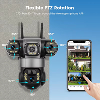Cámara Solar 4G con Tarjeta SIM, Tres Lentes, WIFI, Doble Lente, Cámara de Seguridad para Exteriores, 6MP, Energía Solar, PTZ, Visión Nocturna