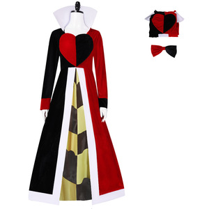 Costume de Reine des Cœurs Rouges Noir Fantastique pour Fête de Carnaval sur le thème du Pays des Contes d'Halloween - Product Image 2