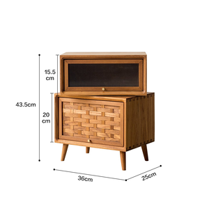 Solid <strong>Teak</strong> Wood Night Stand Modern Rotating Storage Cabinet Living Room Bedroom Night Stand <strong>Bedside</strong> <strong>Table</strong> - Product Image 5