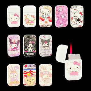 Logotipo personalizado Cor Padrão Olá <span class=keywords><strong>Kitty</strong></span> Isqueiro Windproof Rosa Chama Bonito Isqueiro Meninas Presente - Product Image 3