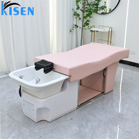 Ensemble de lit de lavage portable Kisen avec bac à shampoing, table de massage pour spa capillaire et bain de pieds, lit de luxe personnalisé pour salon avec évier en céramique