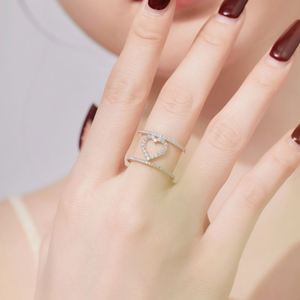 Anillo de Joyería Fina Dylam Personalizado, Delicado, de Plata de Ley Maciza, Hipoalergénico, Antideslustre, de Doble Capa, con Forma de Corazón Hueco - Product Image 3