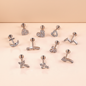 Gaby Prêt à expédier Bijou de corps en acier inoxydable 316L plaqué or PVD, Labret, <span class=keywords><strong>Piercing</strong></span> d'oreille, Zircon, Helix, <span class=keywords><strong>Cartilage</strong></span> - Product Image 4