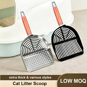 Lange steel steelende ergonomische handgreep, roestvrij en waterdicht ontwerp, kattenbakschep van metaal voor de kattenbak - Product Image 1