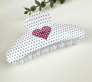 Pinces à cheveux à rayures écossaises et pois, mignonnes et élégantes, demi-rondes imprimées, antidérapantes, accessoires pour cheveux pour femmes - Product Image 5