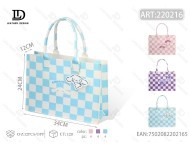 Borsa Tote da Donna in Tessuto Non Tessuto a Quadri, Borsa Casual con Decorazione Stampata, Capacità 3L, Chiusura Aperta, Due Manici - Product Image 1